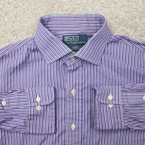 Polo Ralph Lauren Shirt Mens 16 1/2, 32/33 Purple Regent Custom Fit Cotton L/S